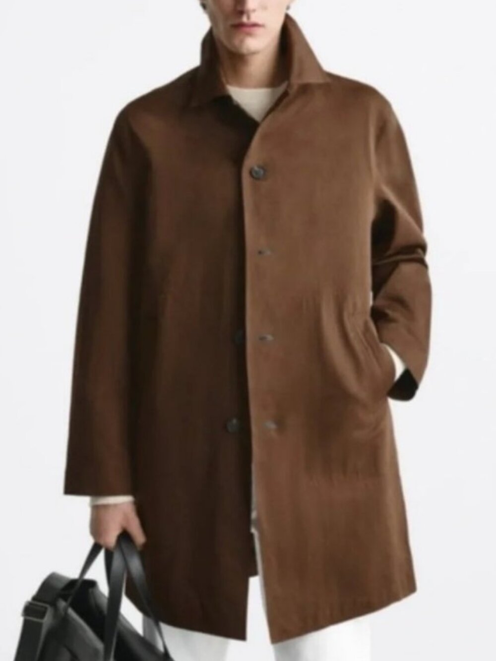 Zara technical water repellent long coat brown unisex size L